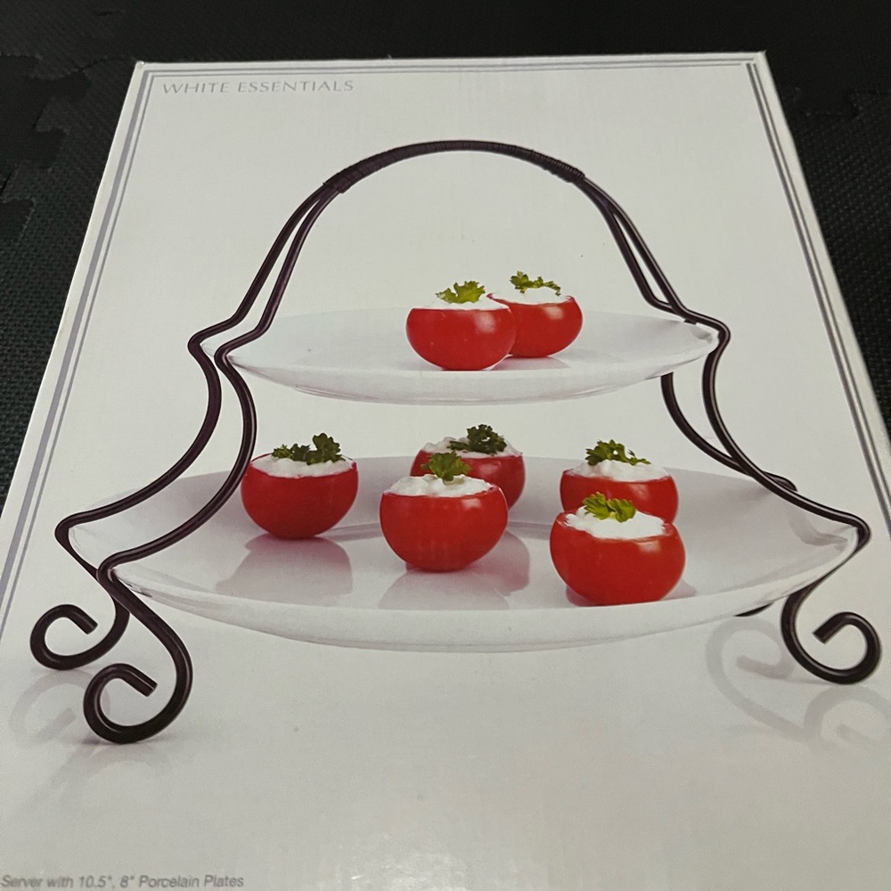 New in box Two-Tier Porcelain Serving Stand